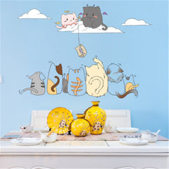 Lovely Cartoon Cute Kittens Wall Sticker, Creative PVC Wallpaper Sticker For Kid's Bed Room.