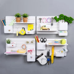 Wall-Mounted Multipurpose Storage Rack Organizer with Shelves and Hooks