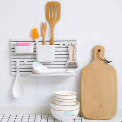 Wall-Mounted Multipurpose Storage Rack Organizer with Shelves and Hooks