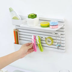 Wall-Mounted Multipurpose Storage Rack Organizer with Shelves and Hooks