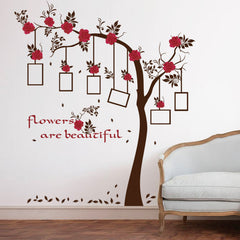 Red Rose Flower Tree Branch Quote DIY Wall Sticker Decal
