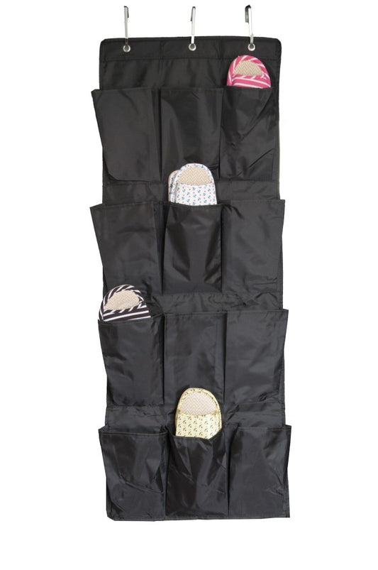 12-Pocket Hanging Shoe Organizer Over the Door Space-Saving Storage Organizer.