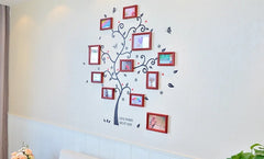 DIY Pure Wooden Photo Frames With Beautiful Tree Wall Sticker