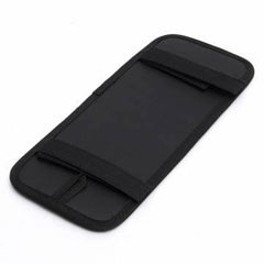 Car Sun Visor Organizer Storage, Multi-purpose Anti-slip Elastic Nylon Fabric Auto Holder Pocket Accessories for CD Card Sunglass Cell phone Pen Cable, with 1 Air Conditioner