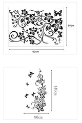 Elegant Black Floral Vine and Butterfly Wall Sticker Decor