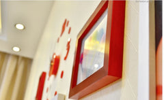 Wooden Photo Frames With Modern Acrylic Clock And Wall Sticker For Home Decoration.
