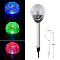 6 Color Changing Cacked Glass Solar Light Set of 2
