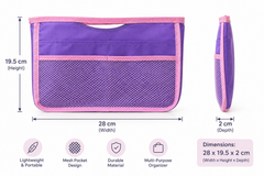 Multi Pocket Purple and Pink Mesh Handbag Travel Storage Organizer