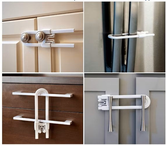 Adjustable U-Shaped Child Safety Cabinet Lock For Handles And Knobs