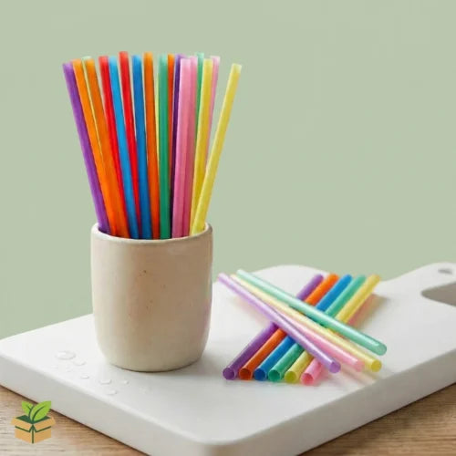 Pack of 100 Colorful Assorted Plastic Drinking Straws For Parties And Events