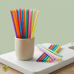 Pack of 100 Colorful Assorted Plastic Drinking Straws For Parties And Events
