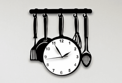 Kitchen Utensil Cookware Frying Pan Wall Clock Sticker Set
