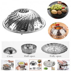 Stainless Steel Foldable Steamer Basket For Cooking Vegetables And Dumplings
