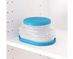 IKEA Stackable Plastic Food Storage Containers Set of 4  With Blue Lids
