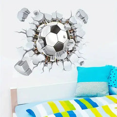 3D Breaking Wall Soccer Ball Decal Boys Room Decor