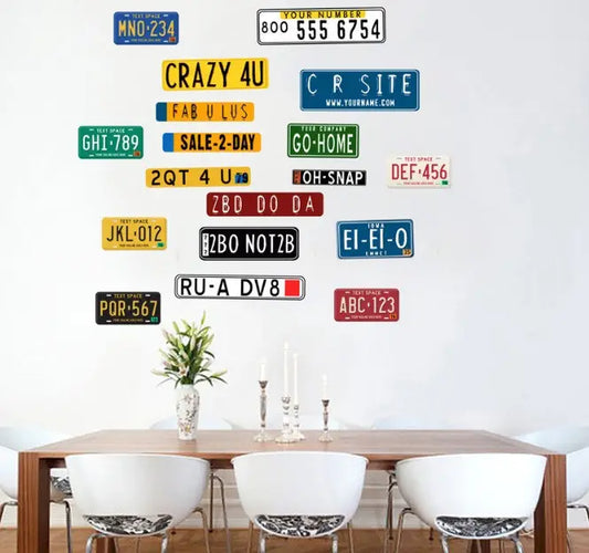 Vintage American License Plates Collage Wall Decal