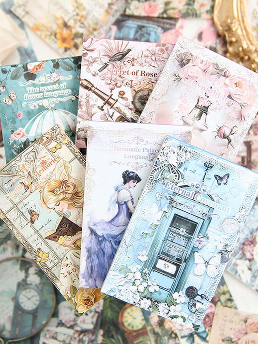 Vintage Aesthetic Decorative Material Paper Scrapbook Journaling Craft Pads Set