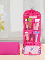 Pink Hanging Travel Toiletry Cosmetic Organizer Bag With Hook