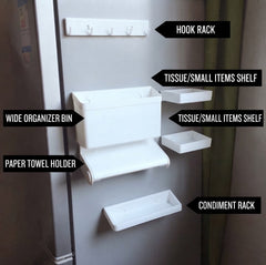 Magnetic Refrigerator Storage Rack Set With Tissue Holder And Shelves