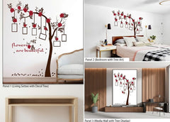 Red Rose Flower Tree Branch Quote DIY Wall Sticker Decal