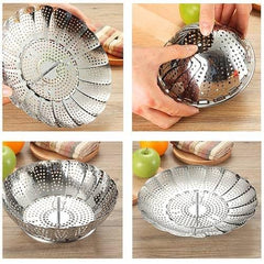 Stainless Steel Foldable Steamer Basket For Cooking Vegetables And Dumplings