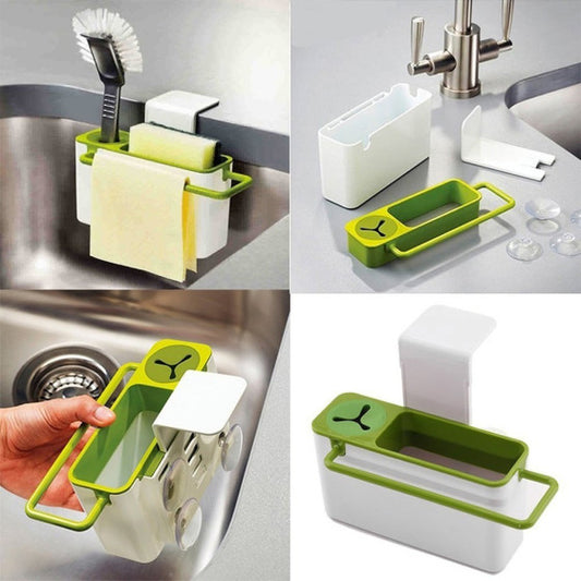 Multi-Purpose Faucet Hanging Storage Caddy with Integrated Rag Holder