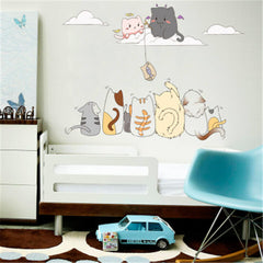 Lovely Cartoon Cute Kittens Wall Sticker, Creative PVC Wallpaper Sticker For Kid's Bed Room.