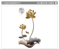 Elegant Golden Lotus Wall Sticker 3D Self-Adhesive Floral Art for Living Room & Bedroom.