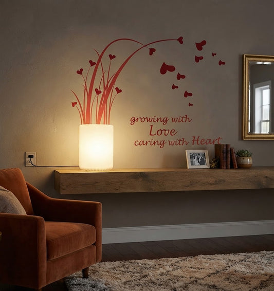 Romantic Red Hearts In Grass Vase Wall Sticker Decor