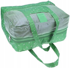 Green Floral Print Mesh Travel Duffel Bag with Zipper