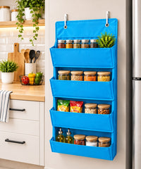 Sky Blue 4 Pocket Hanging Wall Organizer For Closet Storage