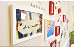 Wooden Photo Frames With Modern Acrylic Clock And Wall Sticker For Home Decoration.