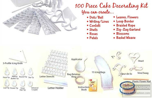 100 pcs Cake Decorating Kit – Complete Set for Professional & Home Bakers.