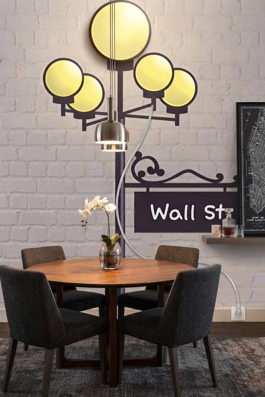 Vintage Wall St. Street Lamp Post Wall Sticker With Lights