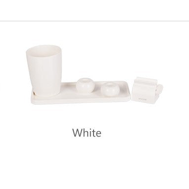 DENTAL STUFF SET Toothpaste Dispenser & Toothbrush Holder Set Bathroom Organizer.