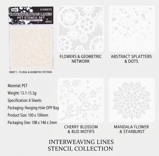 Interweaving Lines PET Stencil Set
