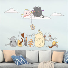 Lovely Cartoon Cute Kittens Wall Sticker, Creative PVC Wallpaper Sticker For Kid's Bed Room.