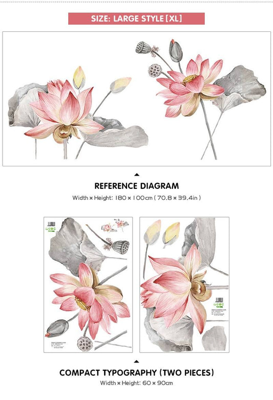 Peach Floral Wall Sticker Waterproof Self-Adhesive PVC Wall Sticker For Home Decor.