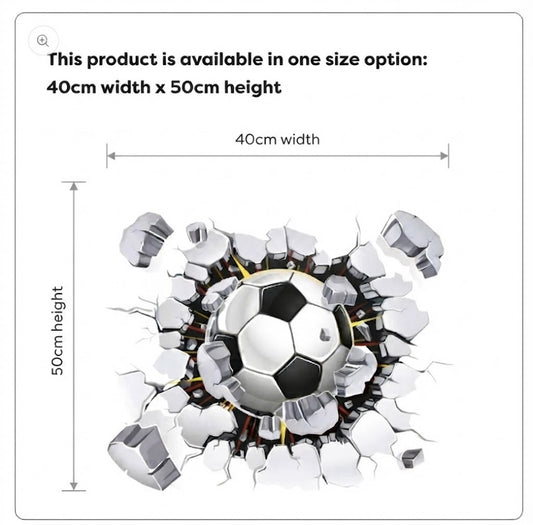 3D Breaking Wall Soccer Ball Decal Boys Room Decor