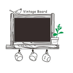 Vintage Board Picture Frame and Nature Wall Sticker Decal Set
