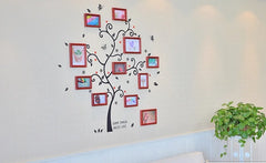 DIY Pure Wooden Photo Frames With Beautiful Tree Wall Sticker