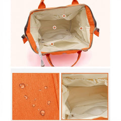 Orange Stylish Waterproof Casual Backpack with Colorful Front Pocket Design