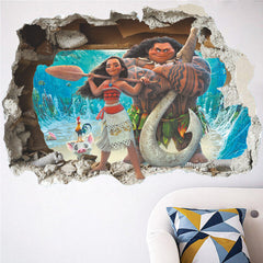 Cartoon Movie Moana Maui Vaiana Wall Sticker for Kids Room PVC Wall Removeable Wall Paper