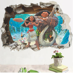 Cartoon Movie Moana Maui Vaiana Wall Sticker for Kids Room PVC Wall Removeable Wall Paper