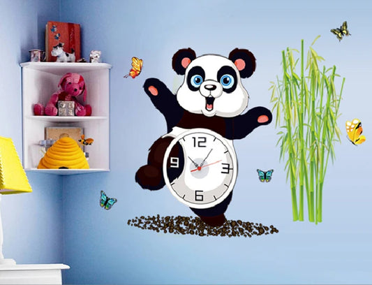 Panda Clock Sticker Cute Panda Wall Clock For Kids Room Decor.