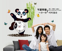 Panda Clock Sticker Cute Panda Wall Clock For Kids Room Decor.