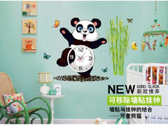 Panda Clock Sticker Cute Panda Wall Clock For Kids Room Decor.