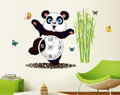 Panda Clock Sticker Cute Panda Wall Clock For Kids Room Decor.