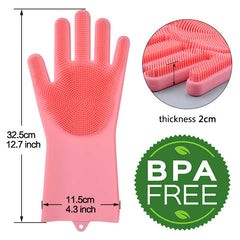 Silicone Gloves With Scrubber Multifunction Glove For Dishwashing.