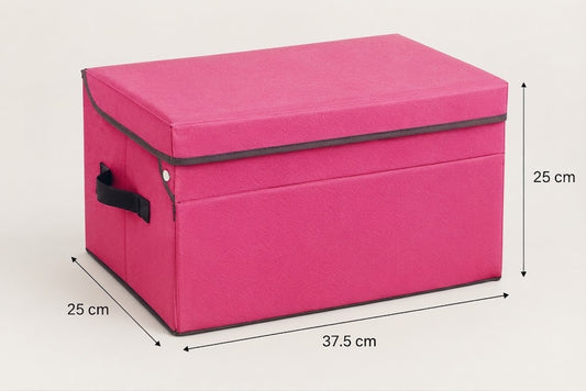 Foldable Fabric Storage Box With Lid And Front Opening Window